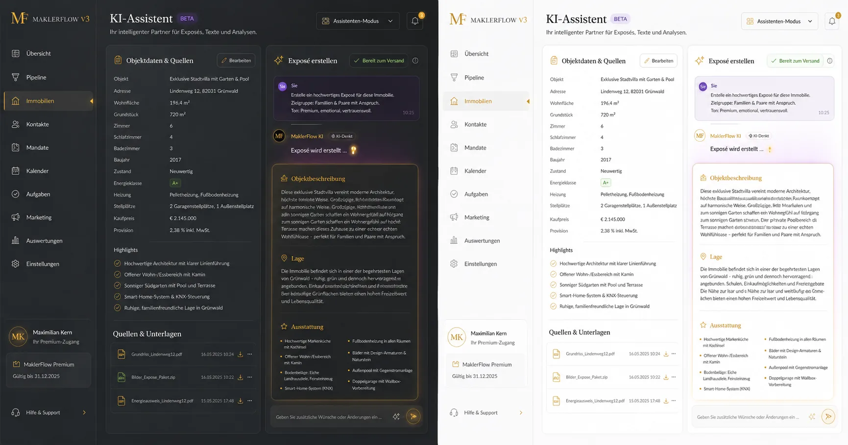 MaklerFlow KI-Assistent erstellt Exposé in Sekunden