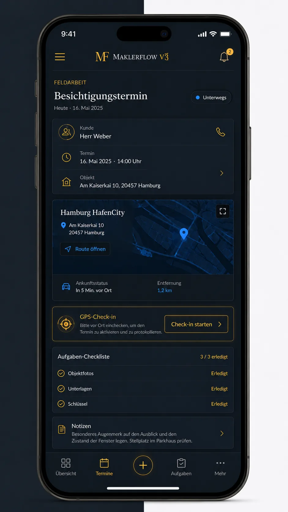 MaklerFlow Mobile App für Besichtigungen in Hamburg